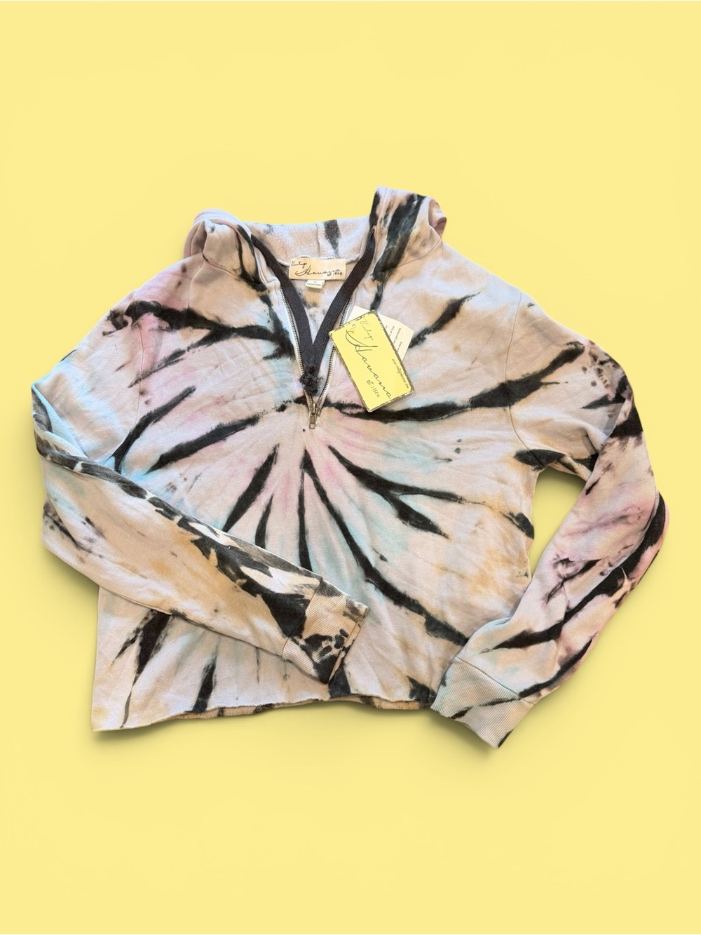 Vintage Havana Tie-Dye Quarter-Zip Hoodie - Pastel colors. Size Medium NWT!!